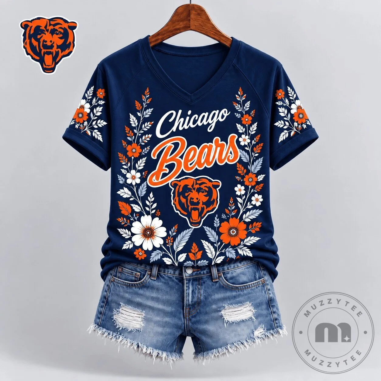 Chicago Bears Shirt Floral Spirit V-Neck Premium National Football League Apparel