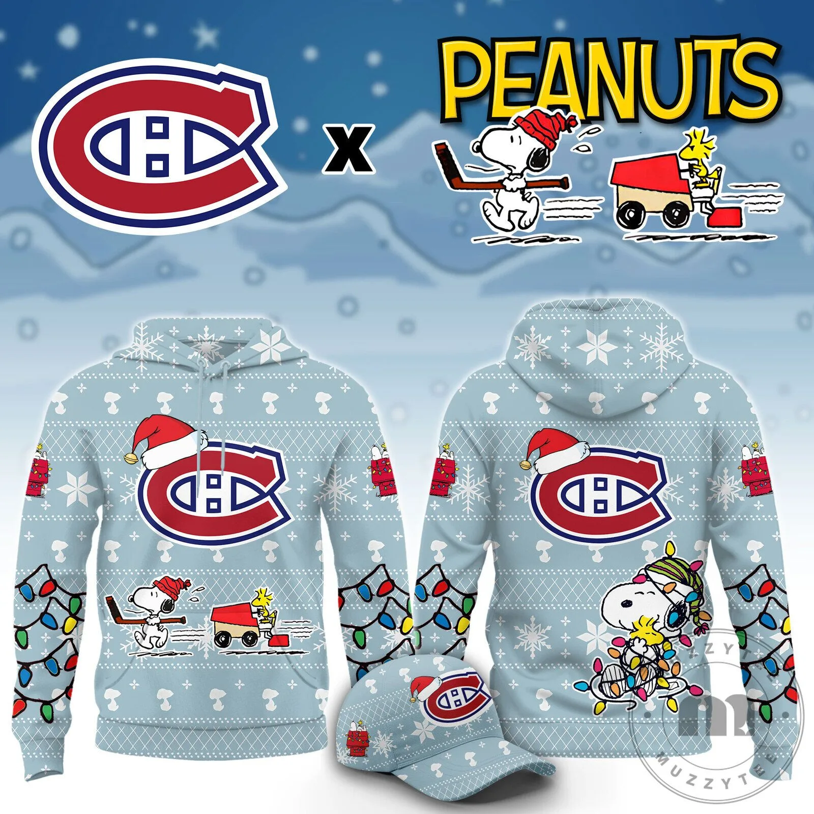 Montreal Canadiens Peanuts Snoopy Christmas Holiday Ugly Sweater Hoodie