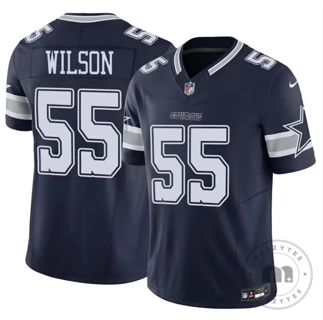 Dallas Cowboys Football Logan Wilson Number 55 Navy Blue Jersey