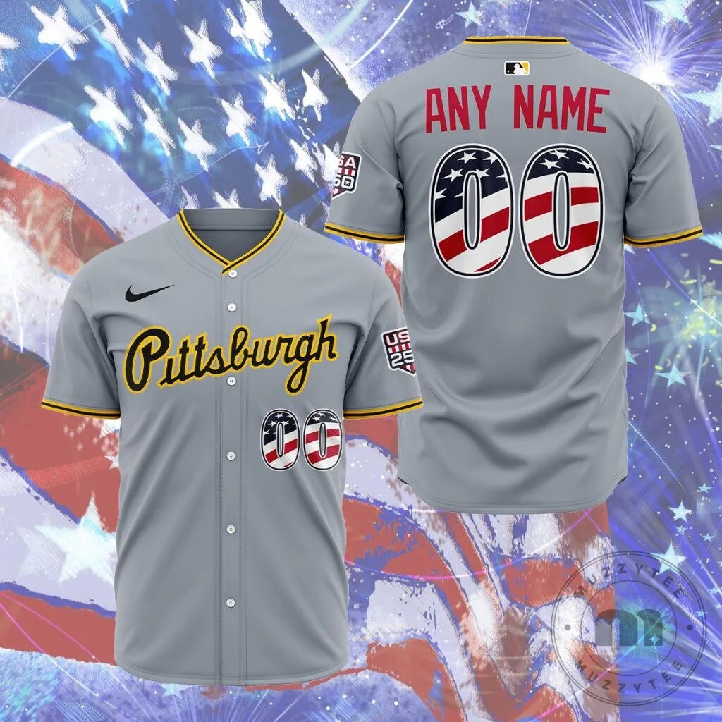 Pittsburgh Pirates Personalized Stars and Stripes Baseball Jersey
