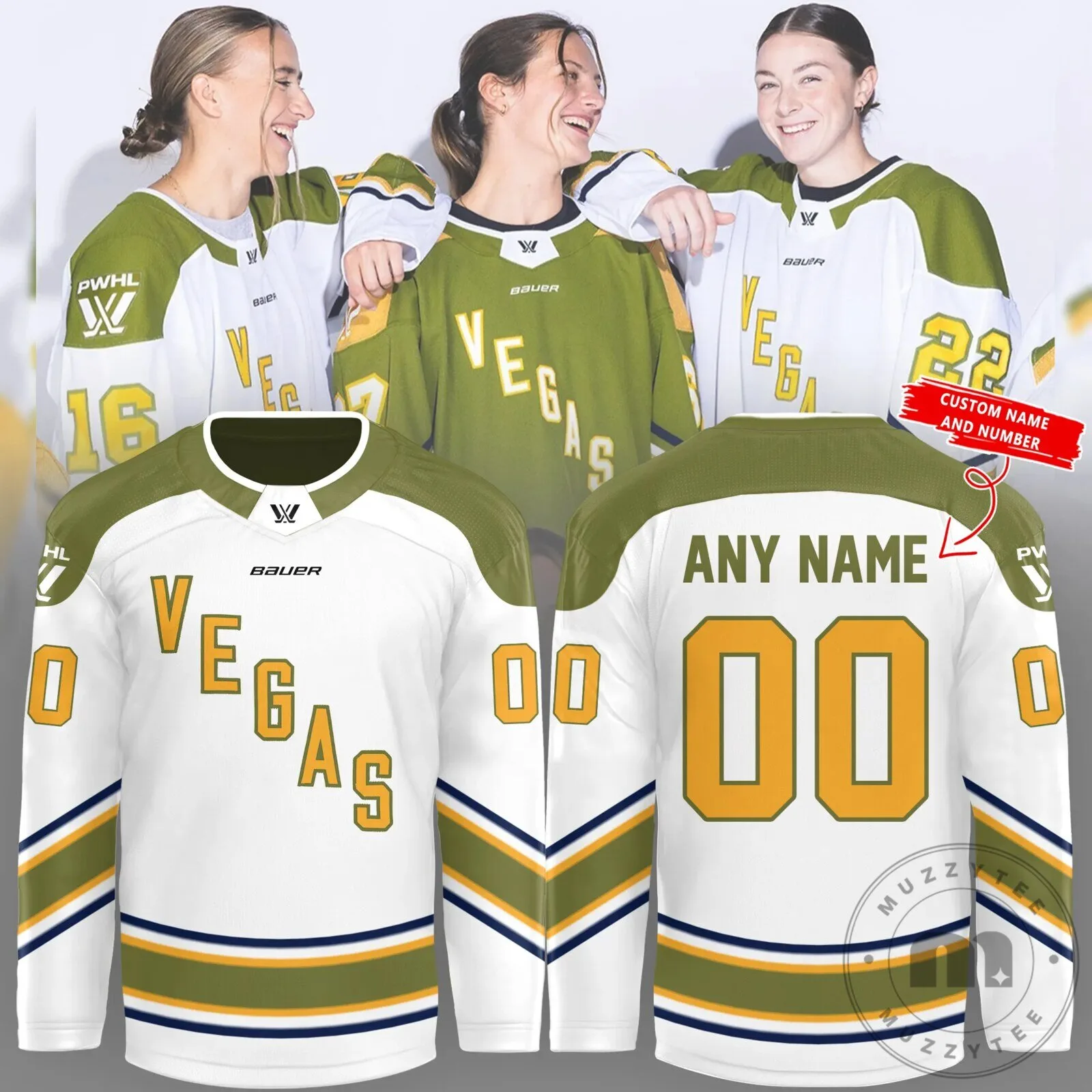 Professional Women's Hockey League Las Vegas Personalized Away Hockey Jersey