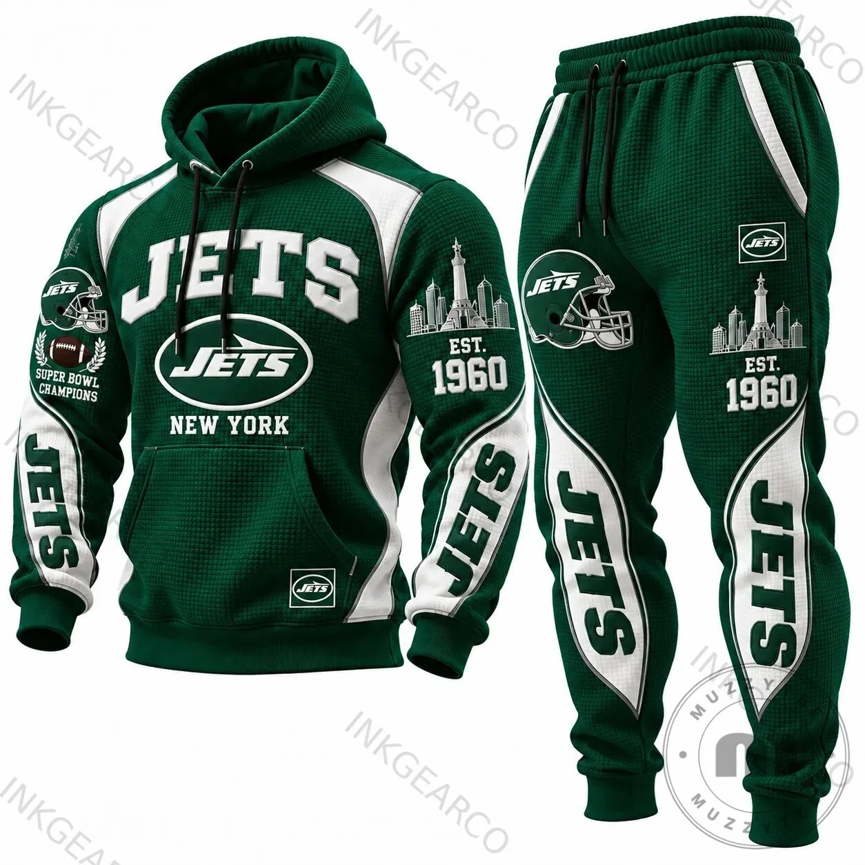 New York Jets Super Bowl Champions Waffle Knit Hoodie