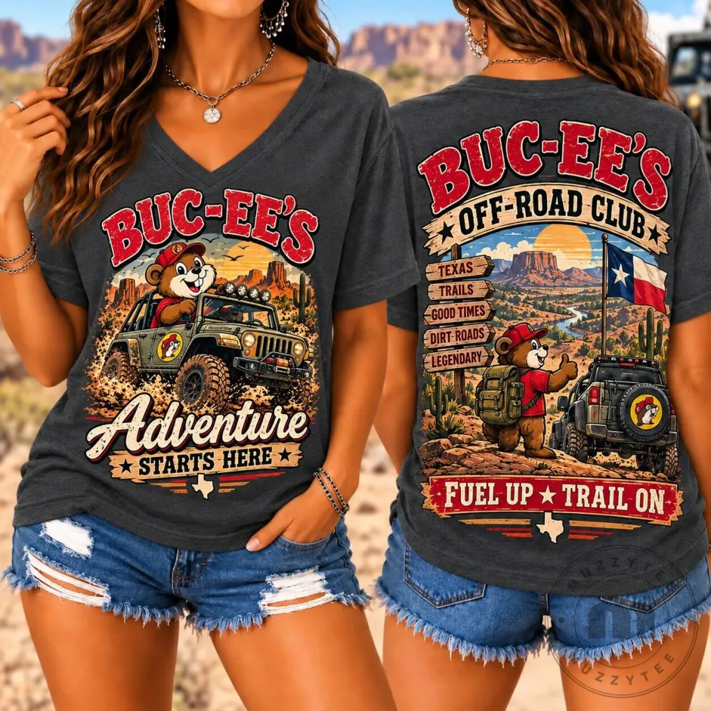 Buc-ee's Texas Off-Road Adventure V-Neck T-Shirt Buc-ee's Texas Off-Road Adventure V-Neck T-Shirt