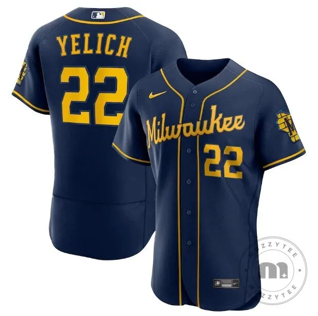 Milwaukee Brewers Christian Yelich Navy Blue Authentic Baseball Jersey