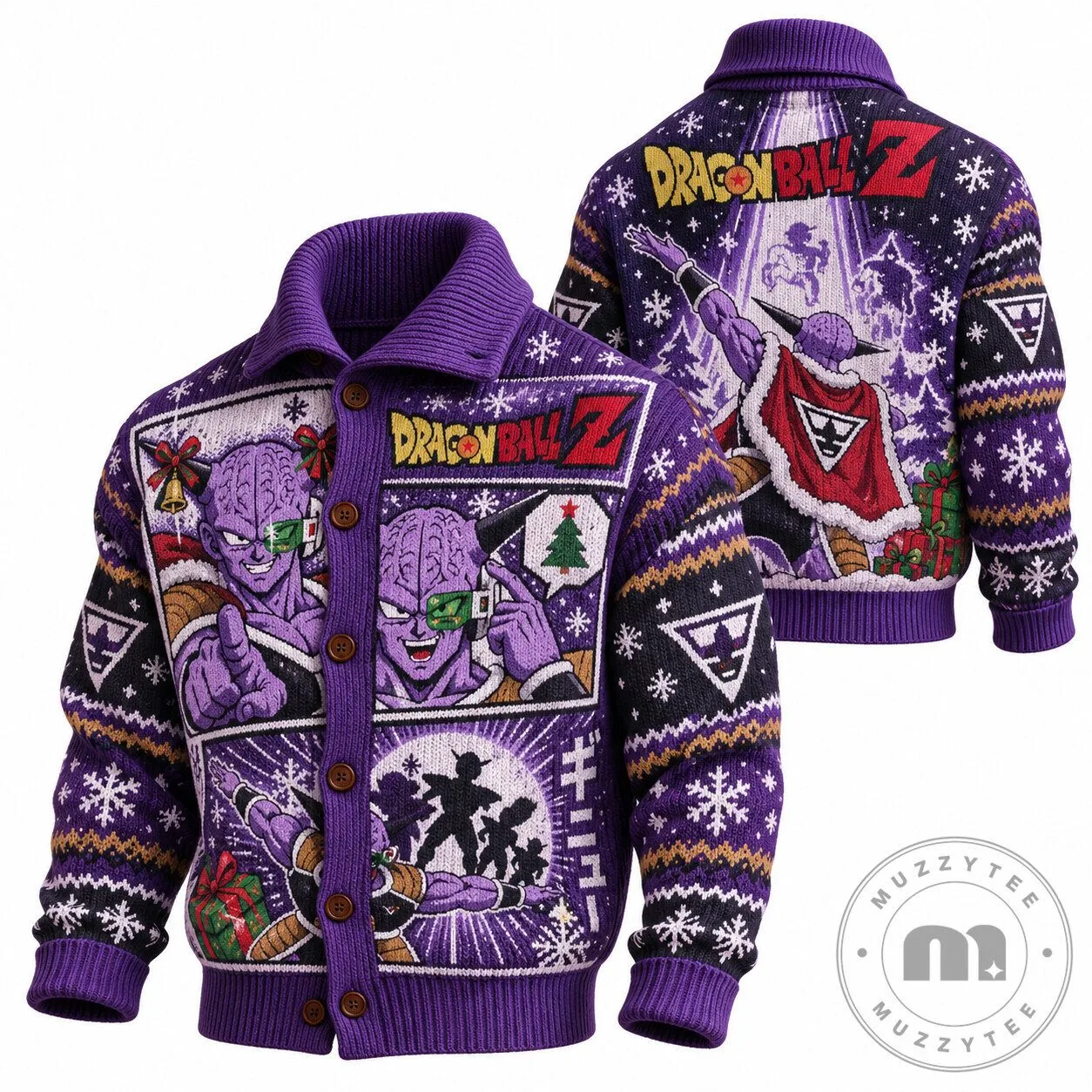 Dragon Ball Z Frieza Saga Christmas Holiday Ugly Knit Cardigan Sweater