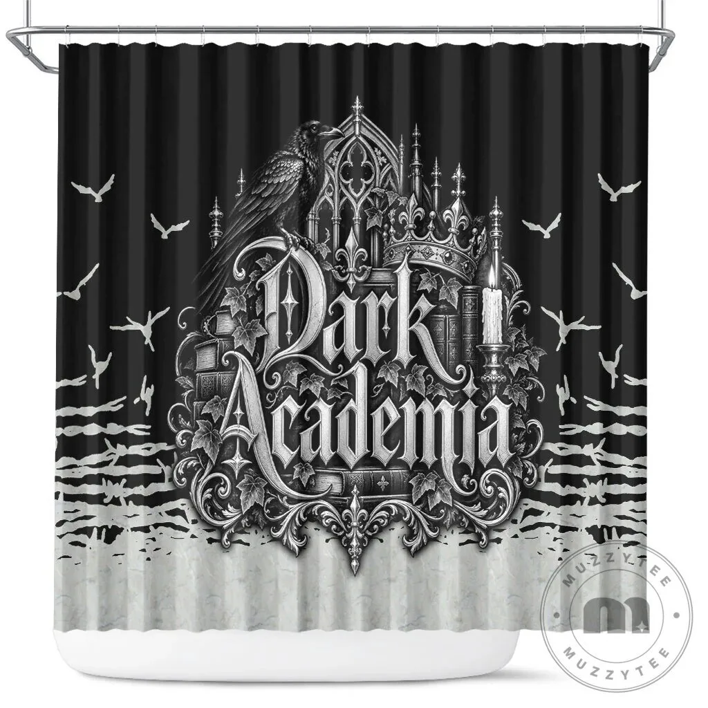 Dark Academia Raven Gothic Literature Vintage Bookish Aesthetic Shower Curtain