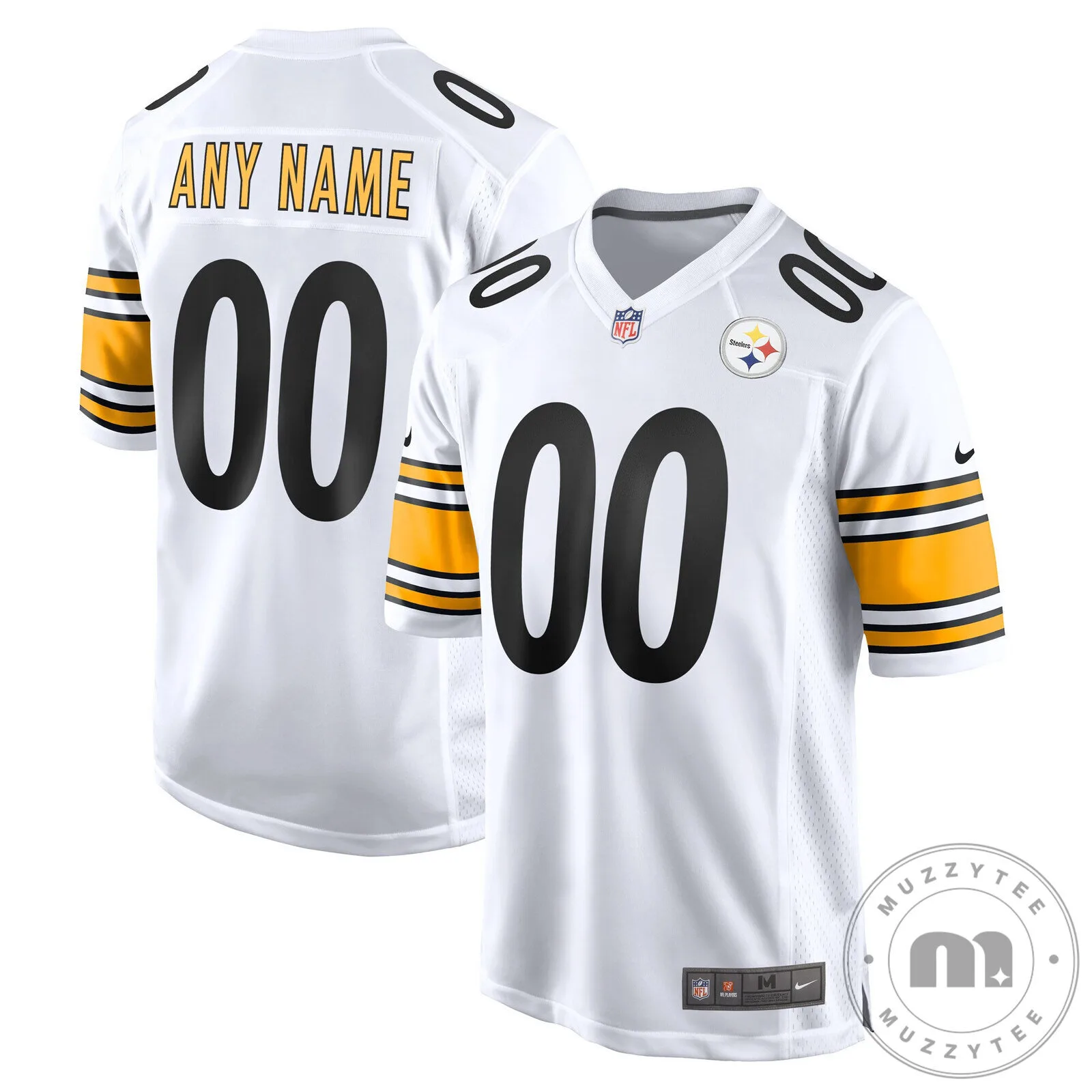 Pittsburgh Steelers White Custom Name and Number Football Jersey
