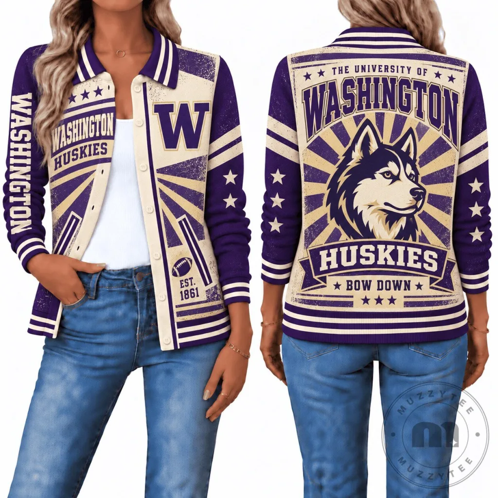 Washington Huskies University Vintage Style Women's Varsity Jacket