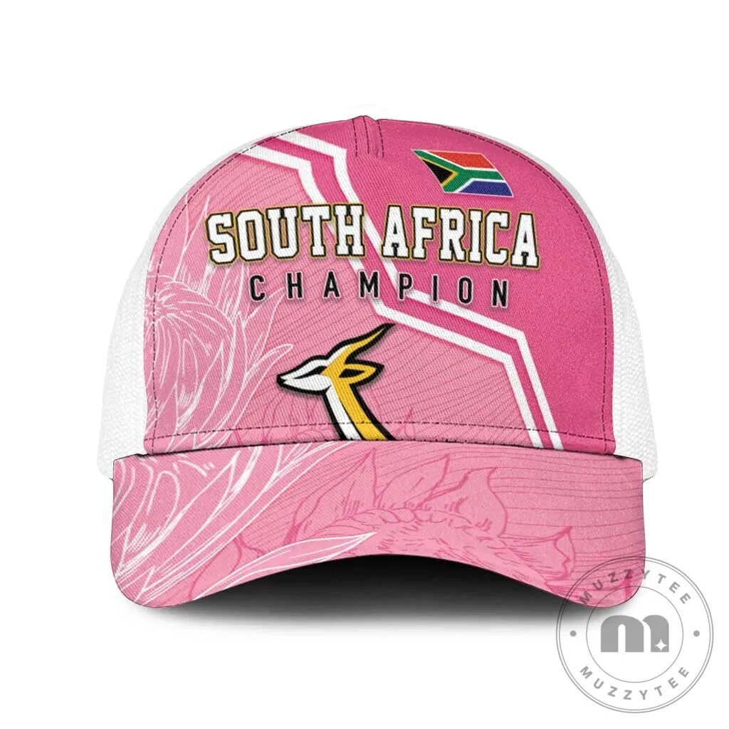 South Africa Rugby Springboks Champion Pink Mesh Trucker Cap Hat