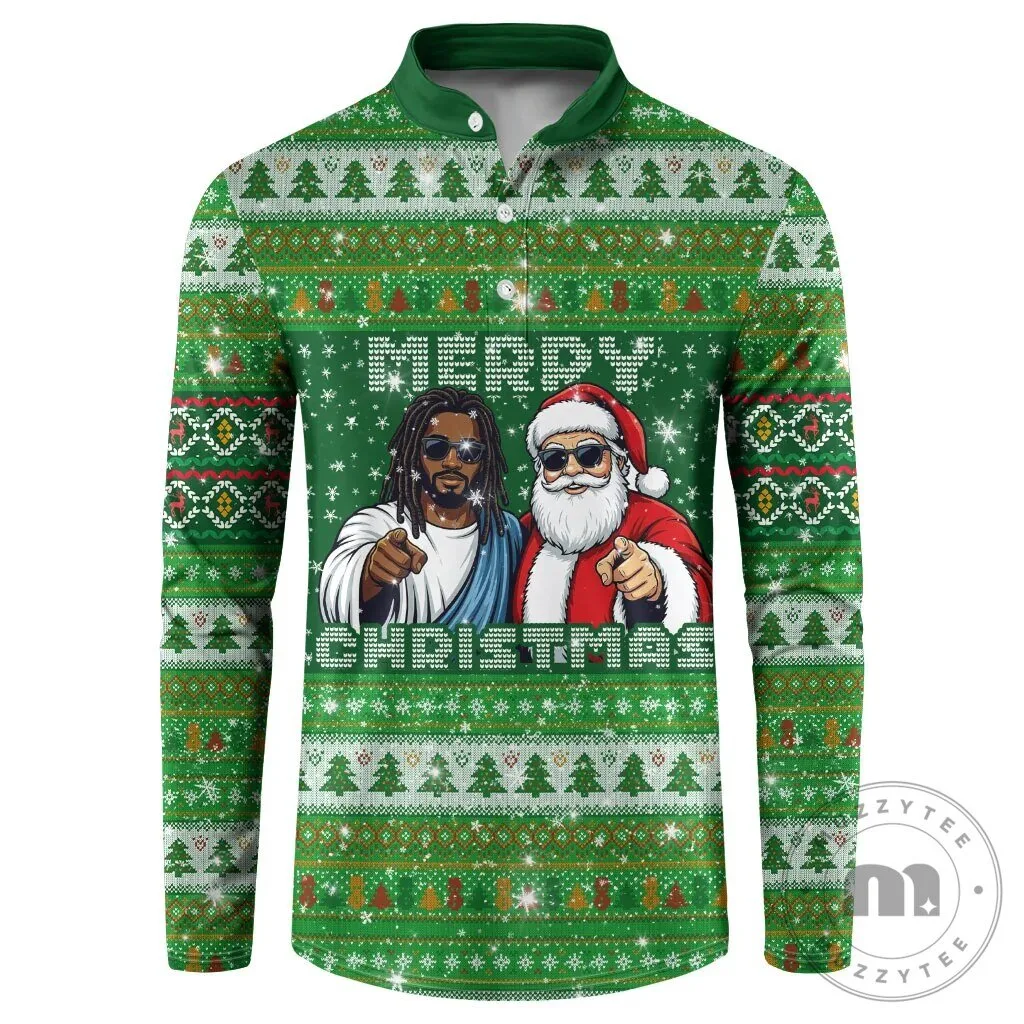 Black Jesus and Santa Claus Merry Christmas Ugly Sweater Long-Sleeve Shirt 4 Black Jesus and Santa Claus Merry Christmas Ugly Sweater Long-Sleeve Shirt