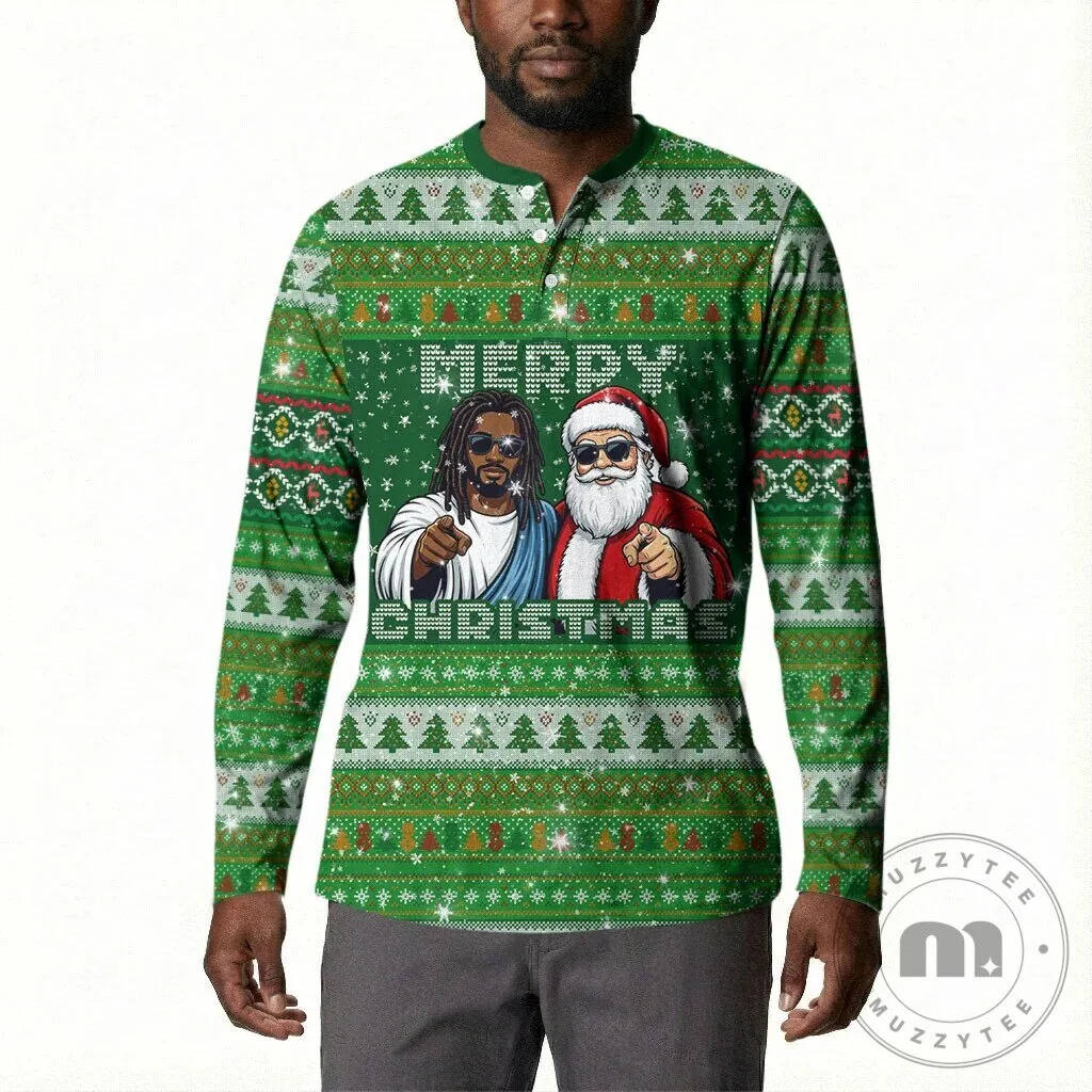 Black Jesus and Santa Claus Merry Christmas Ugly Sweater Long-Sleeve Shirt 12 Black Jesus and Santa Claus Merry Christmas Ugly Sweater Long-Sleeve Shirt
