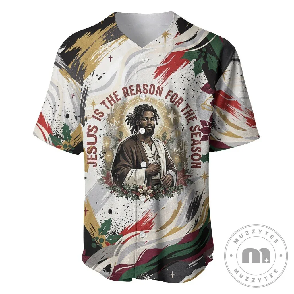 Jesus Is The Reason For The Season Black Christmas Religious Baseball Jersey