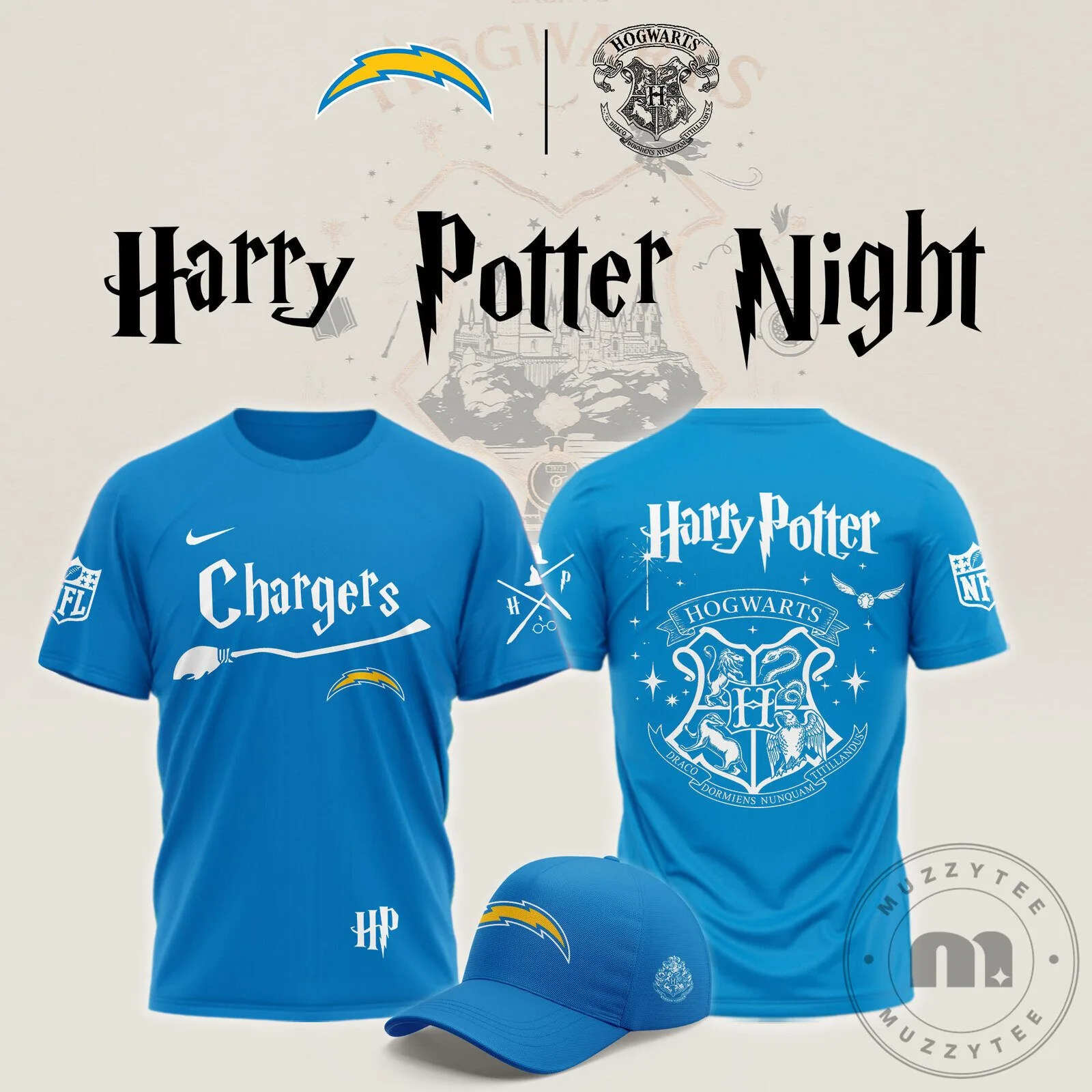 Los Angeles Chargers Harry Potter Night Hogwarts Crest T-Shirt 2 Los Angeles Chargers Harry Potter Night Hogwarts Crest T-Shirt