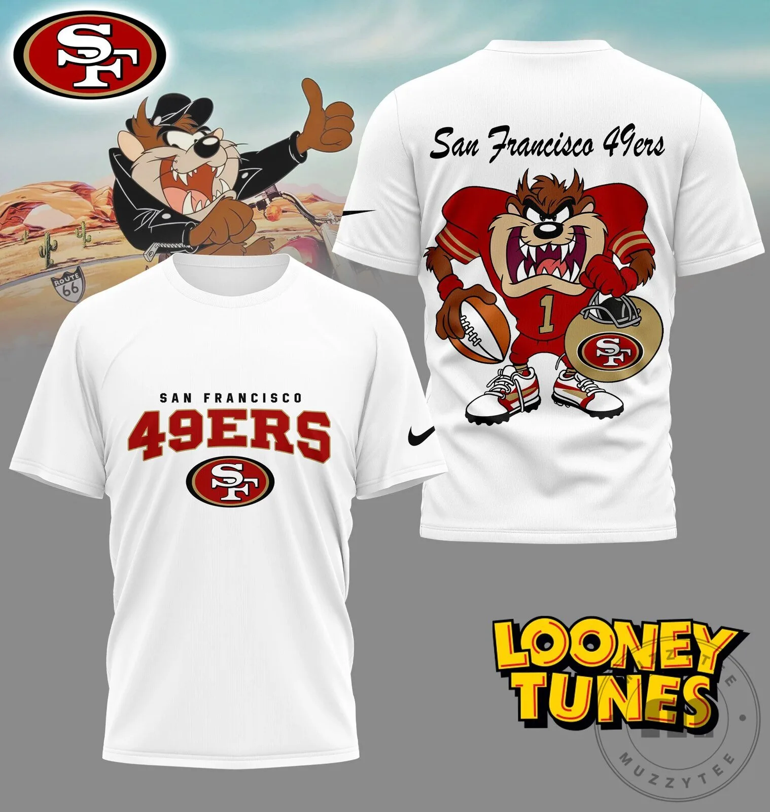 San Francisco 49ers Looney Tunes Taz Football Fan T-Shirt