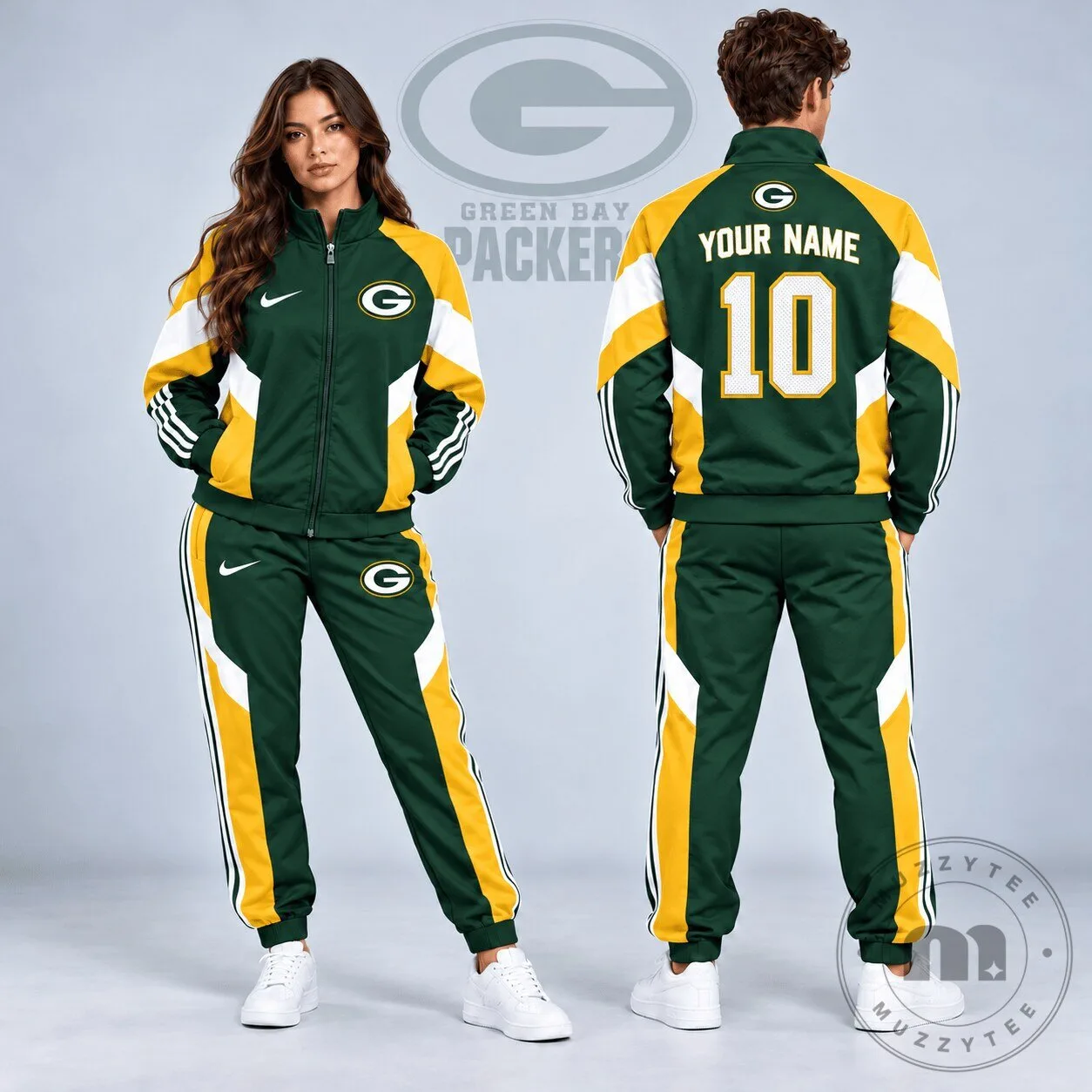 Green Bay Packers Personalized Name and Number Colorblock Full Zip Jacket