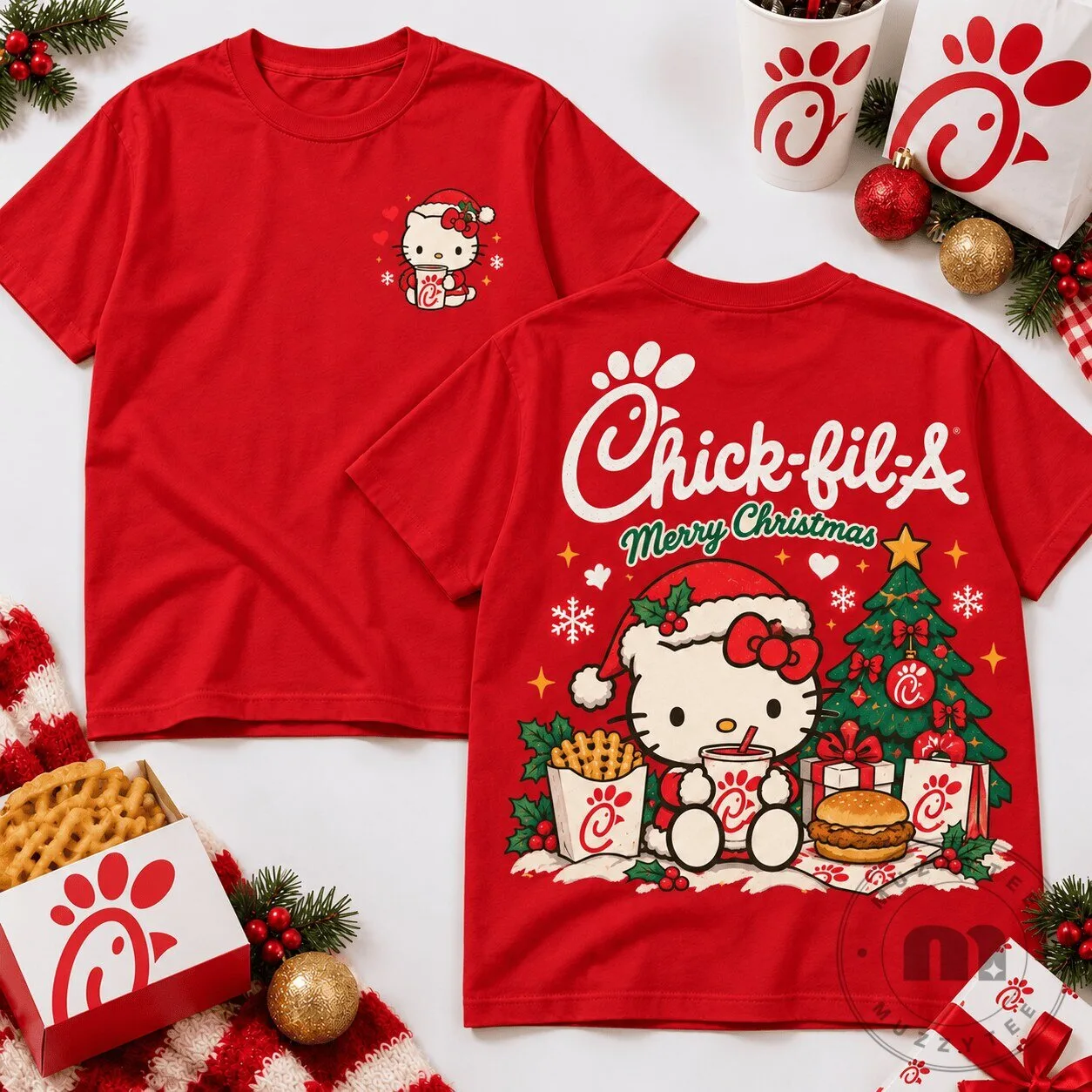 Hello Kitty Chick-fil-A Merry Christmas Fast Food Holiday T-Shirt
