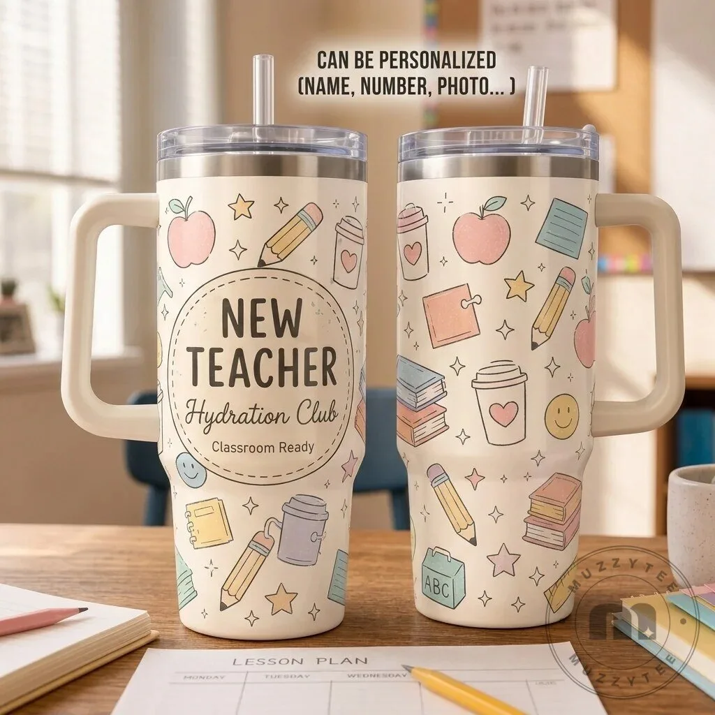 New Teacher Hydration Club Classroom Ready Personalized Tumbler with Handle