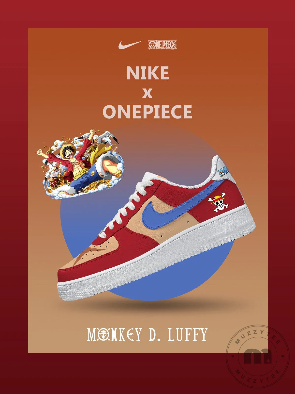 One Piece Monkey D. Luffy Nike Air Force 1 Custom Shoes