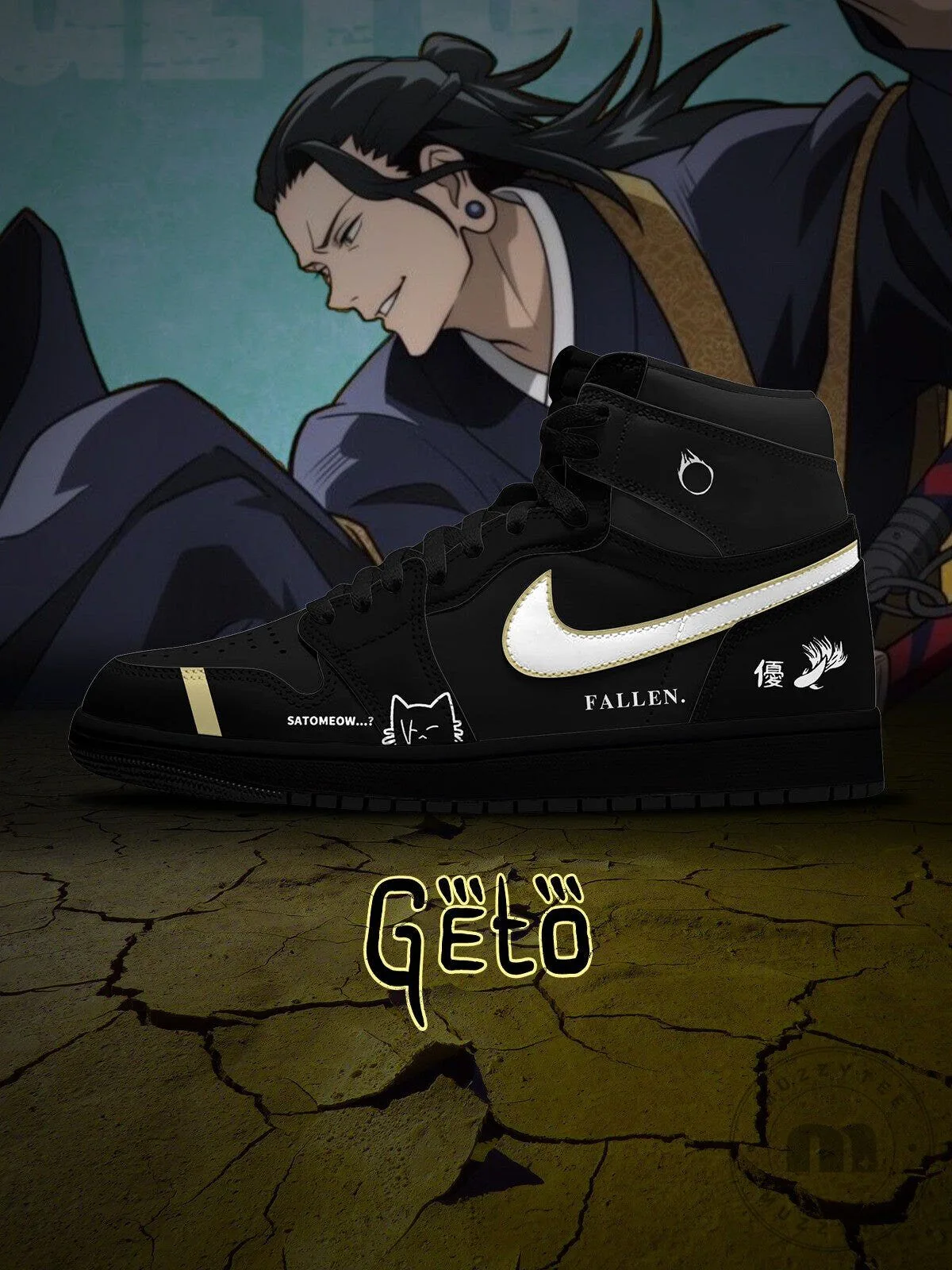 Suguru Geto Jujutsu Kaisen Anime Character Black High-Top Sneakers