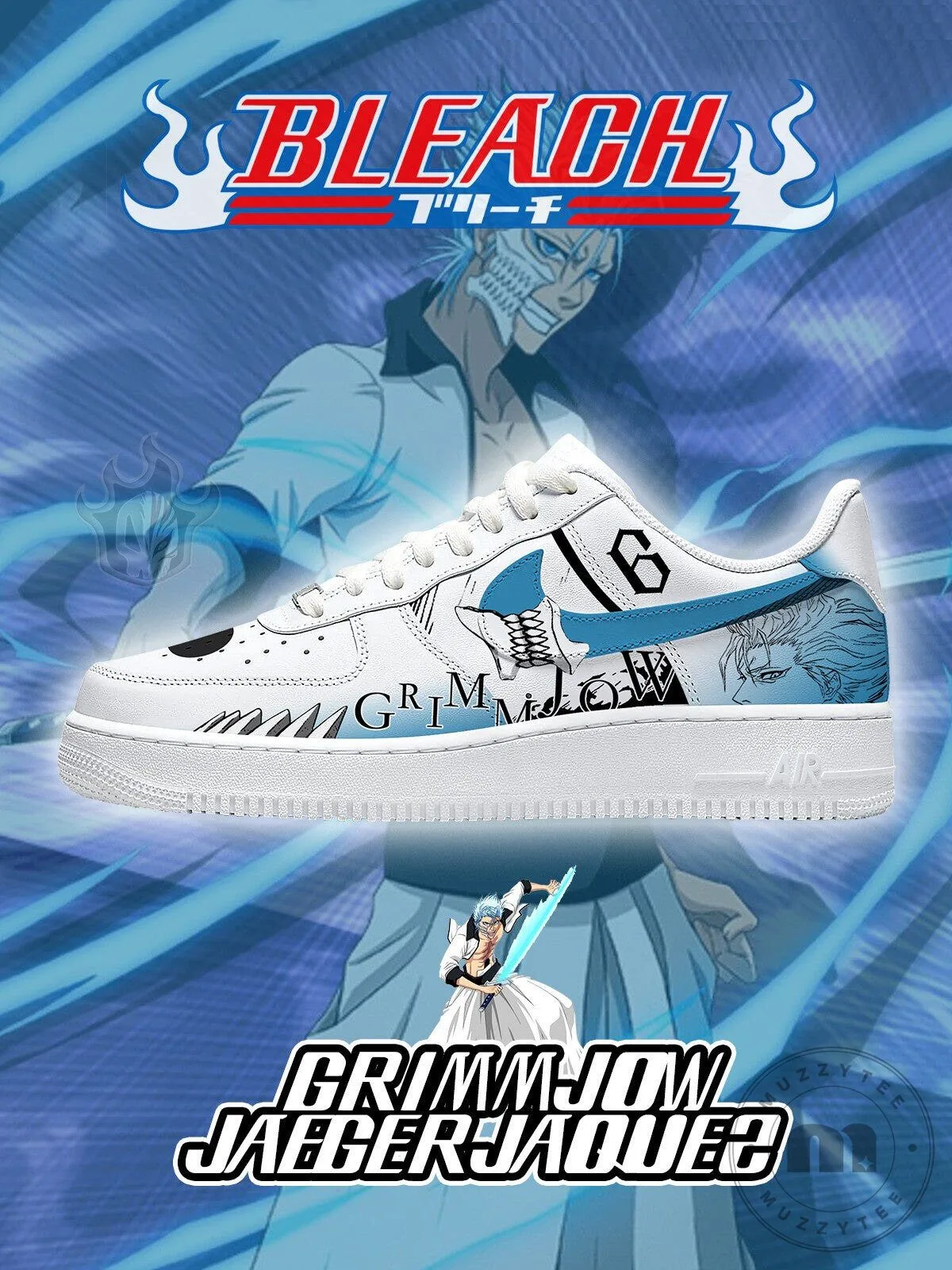 Grimmjow Jaegerjaquez Bleach Anime Custom Printed Sneakers