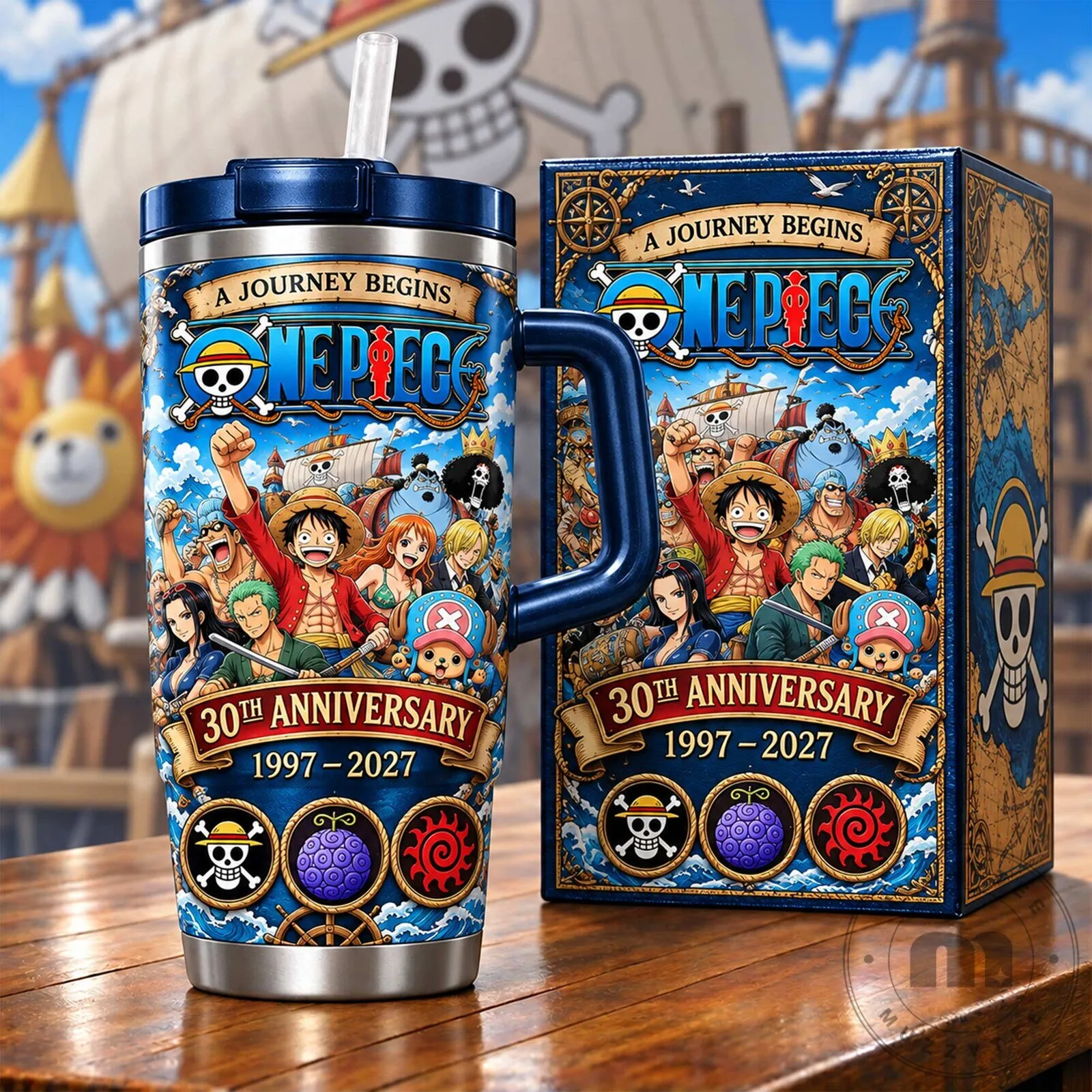 Straw Hat Pirates 30th Anniversary Stainless Steel Tumbler with Handle - One Piece Edition