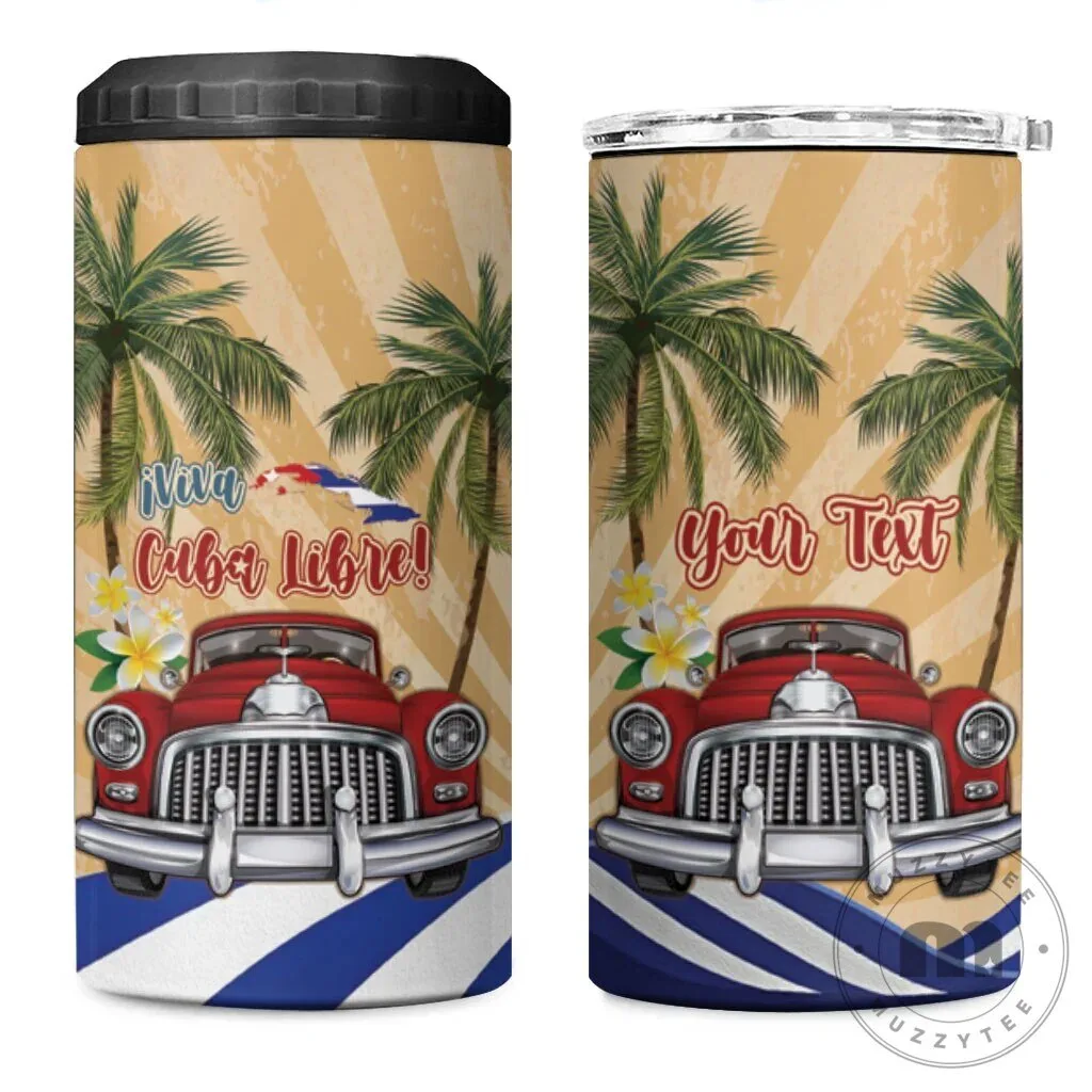 Personalized Viva Cuba Libre Cuban Retro Car Tropical Vibes Can Cooler Tumbler