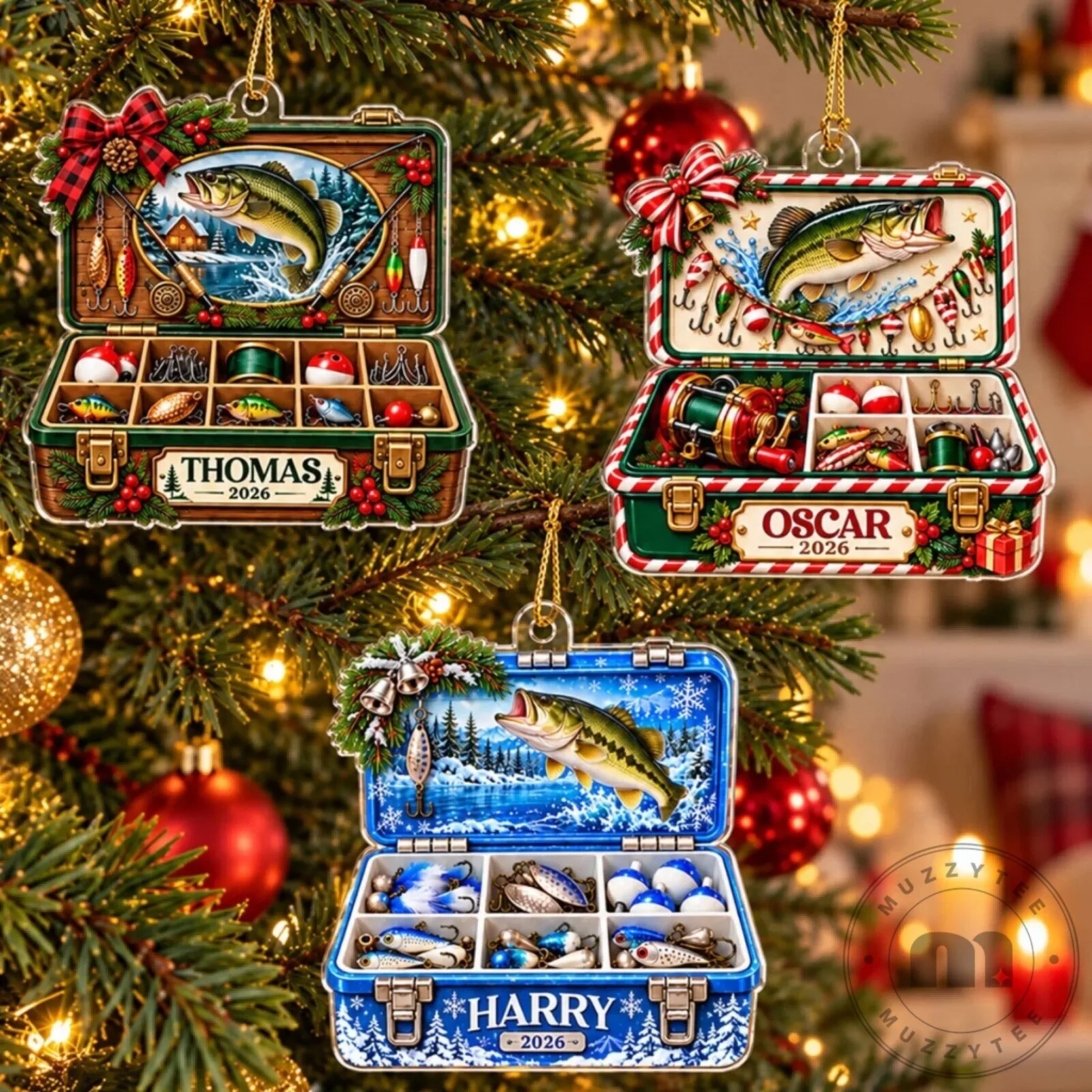 Personalized Fishing Tackle Box Christmas Ornament for Fishing Lovers