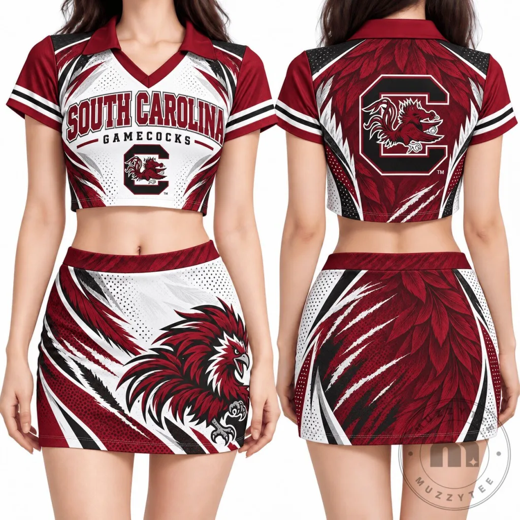 South Carolina Gamecocks Women's Cropped Polo Shirt and Skirt Set South Carolina Gamecocks Women's Cropped Polo Shirt and Skirt Set