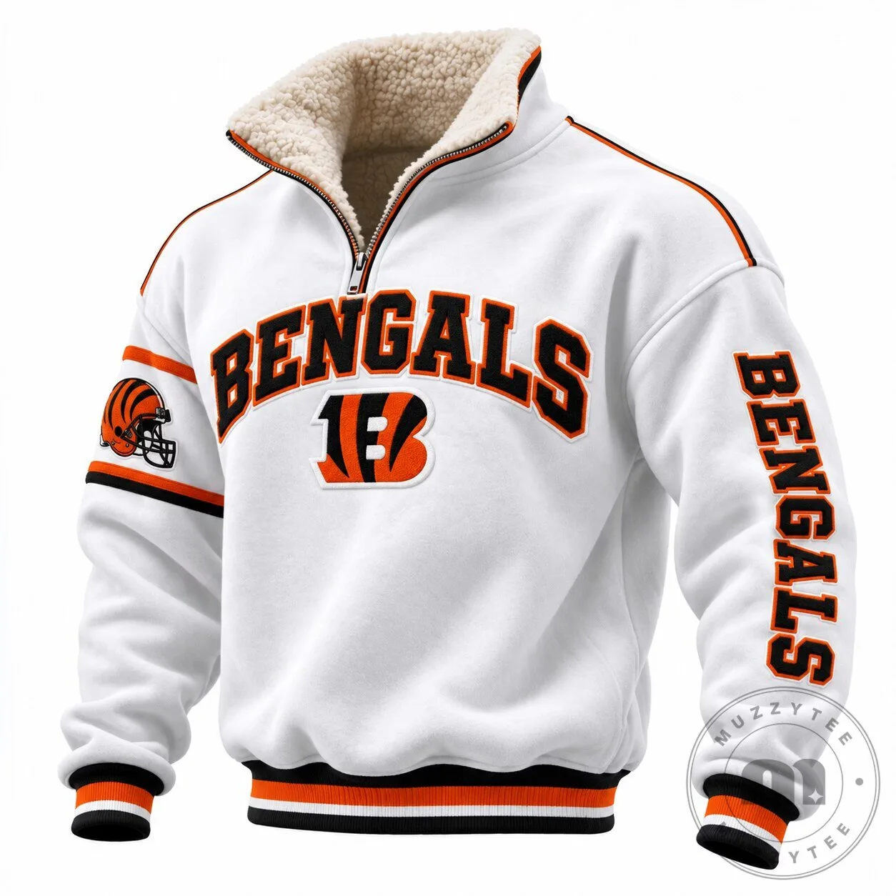 Cincinnati Bengals Football Team Sherpa Lined Quarter Zip Sweatshirt 3 Cincinnati Bengals Football Team Sherpa Lined Quarter Zip Sweatshirt