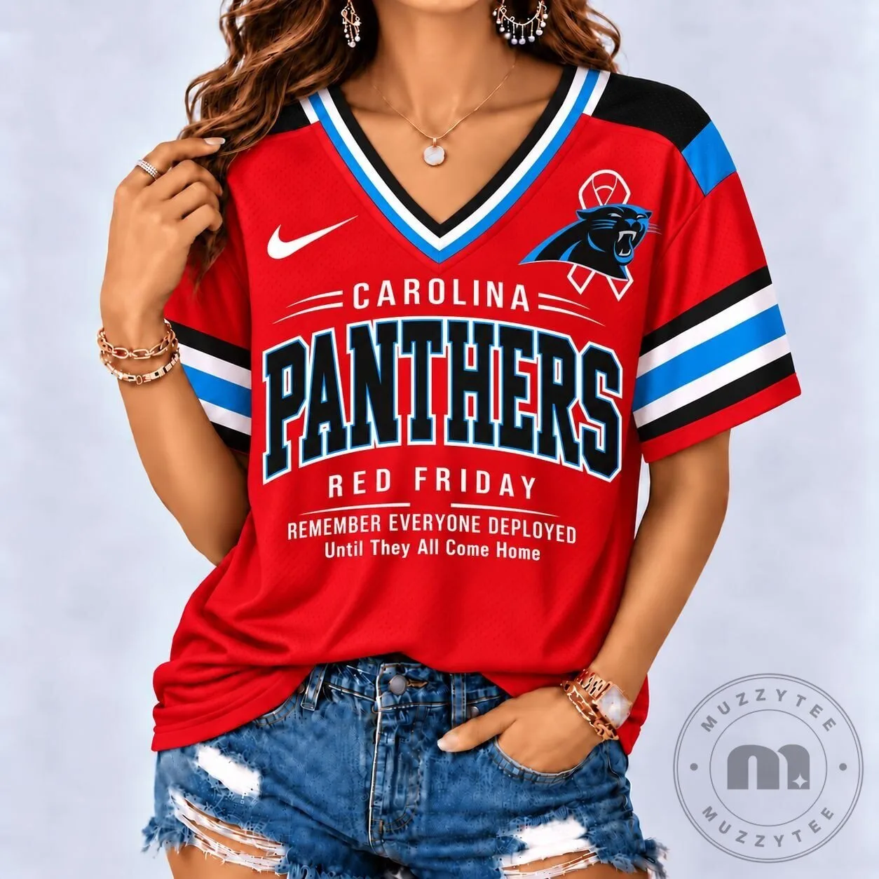 Carolina Panthers Red Friday Remember Everyone Deployed Football Jersey
