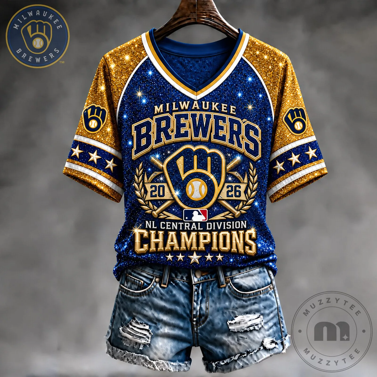 Milwaukee Brewers Baseball Jersey 2026 NL Central Division Champions Glitter