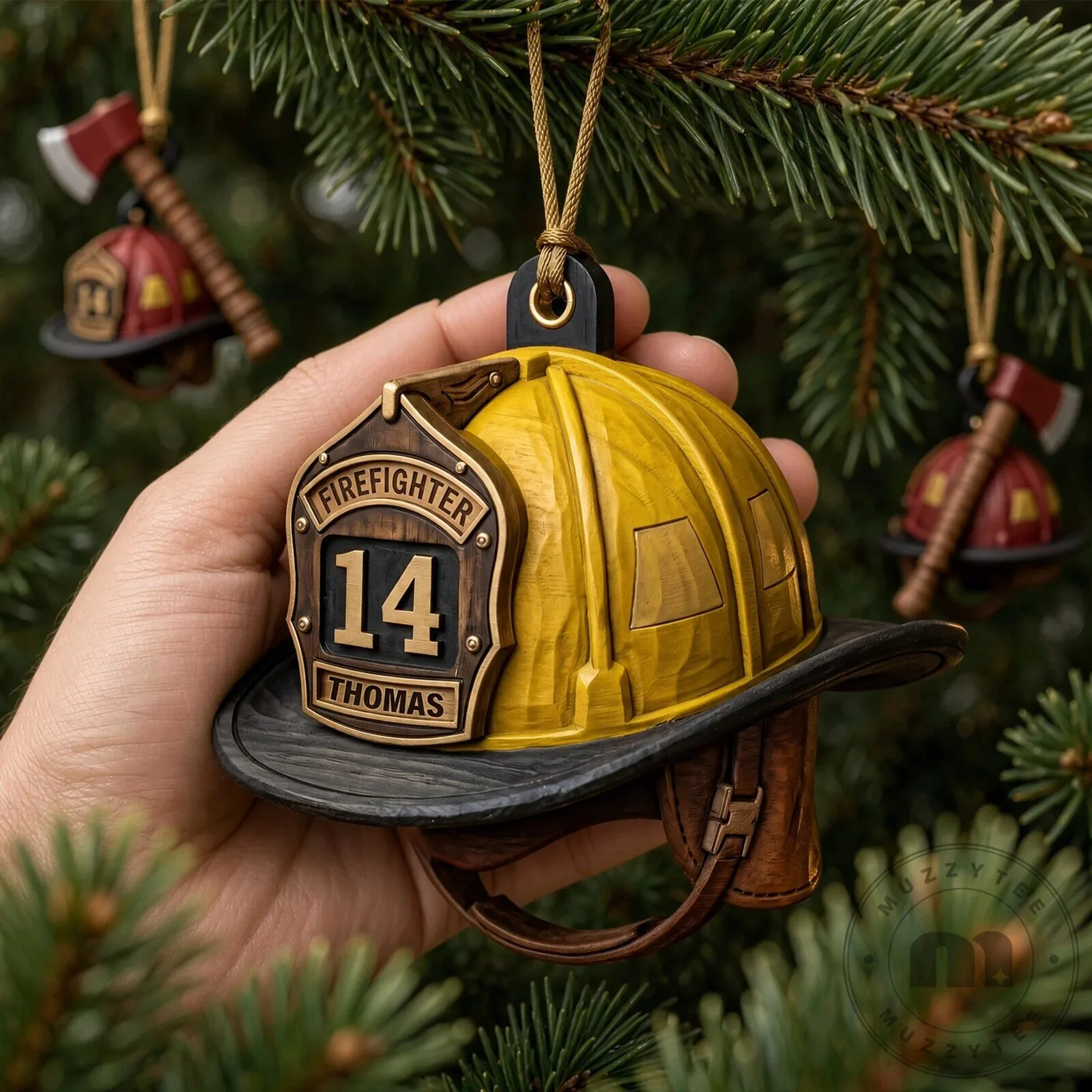 Personalized Firefighter Helmet Christmas Tree Ornament with Name and Number 8 Personalized Firefighter Helmet Christmas Tree Ornament with Name and Number