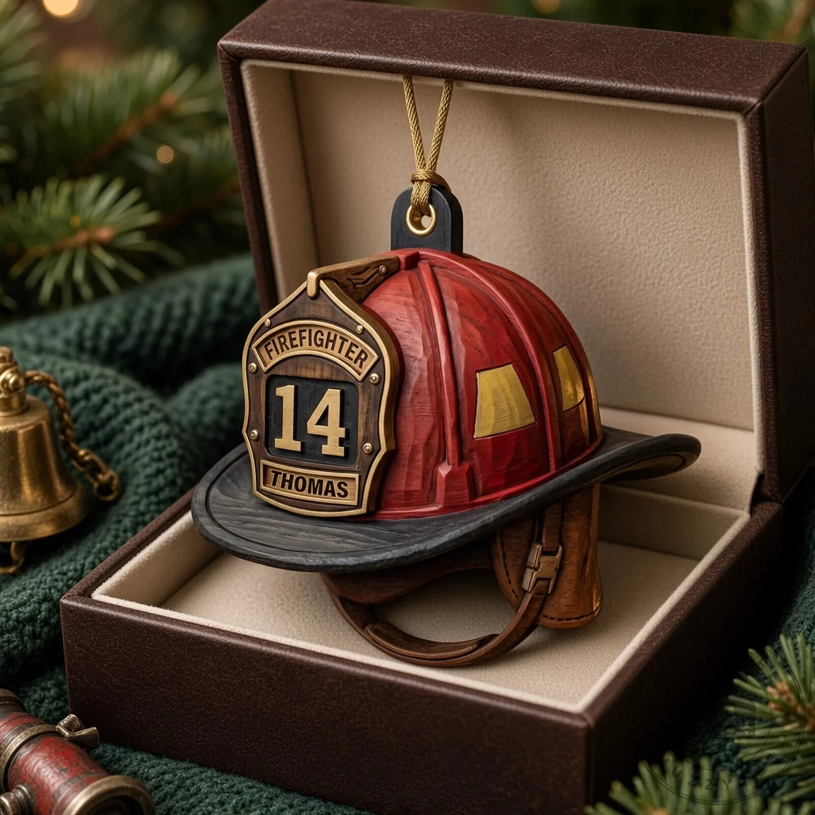 Personalized Firefighter Helmet Christmas Tree Ornament with Name and Number 9 Personalized Firefighter Helmet Christmas Tree Ornament with Name and Number