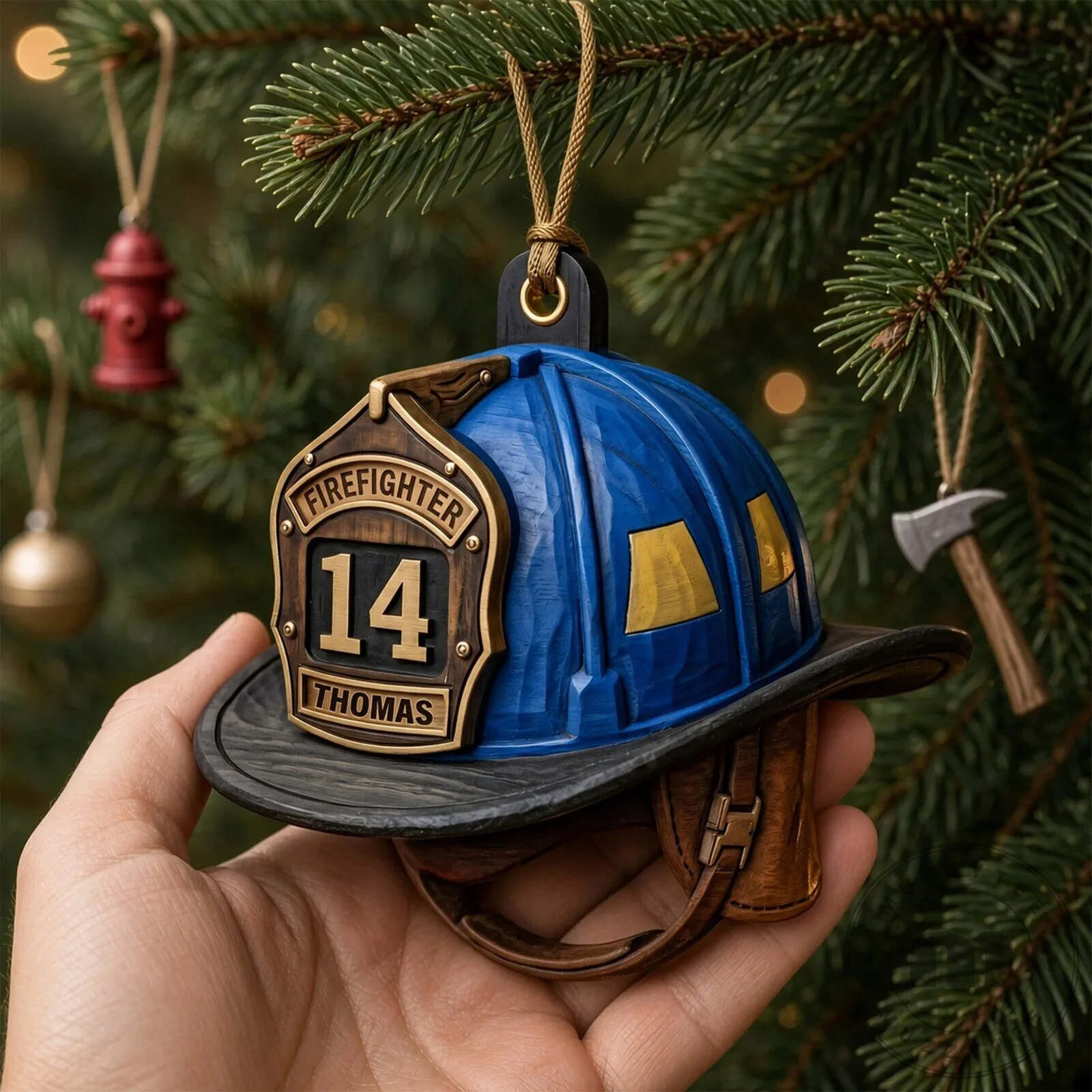 Personalized Firefighter Helmet Christmas Tree Ornament with Name and Number 10 Personalized Firefighter Helmet Christmas Tree Ornament with Name and Number