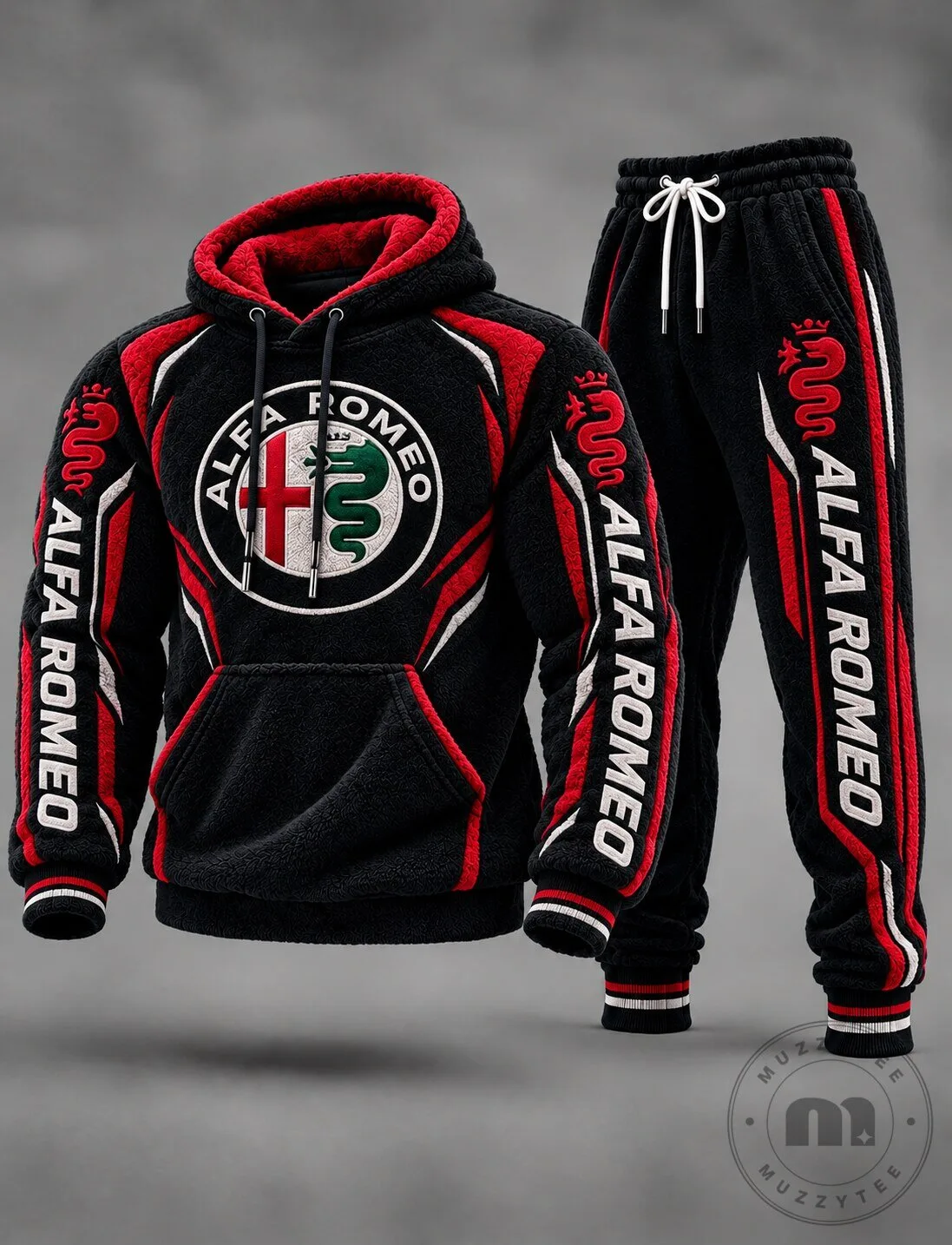 Alfa Romeo Racing Team Black and Red Fleece Hoodie
