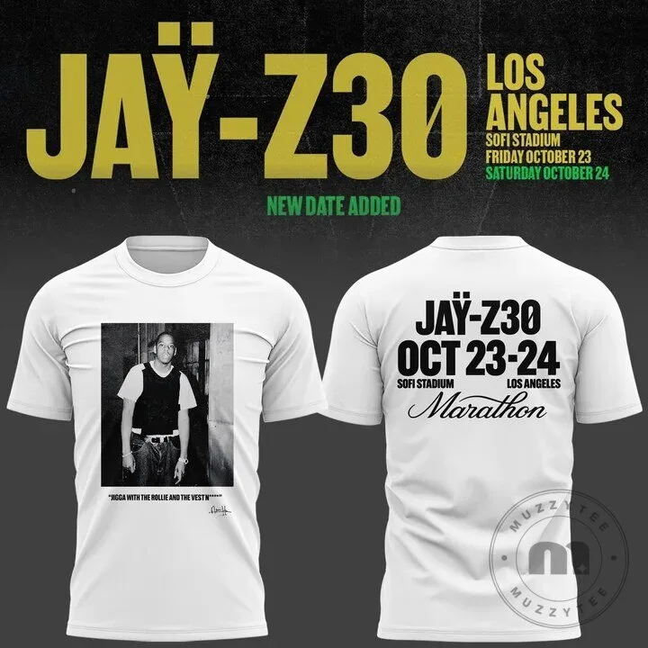 Jay-Z 30th Anniversary Marathon Tour SoFi Stadium Los Angeles Concert T-Shirt 7 Jay-Z 30th Anniversary Marathon Tour SoFi Stadium Los Angeles Concert T-Shirt