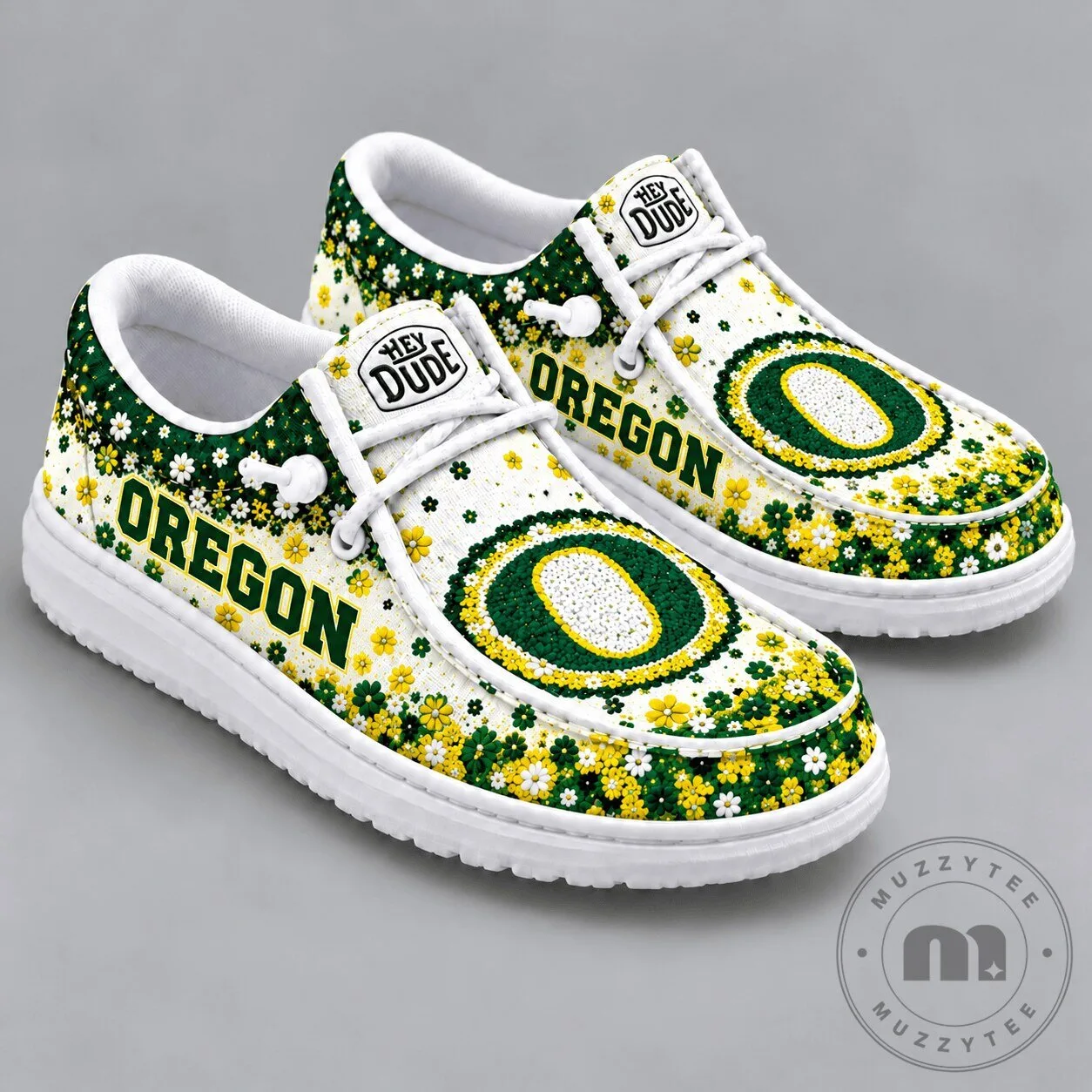 Oregon Ducks Floral Pattern Comfortable Slip-On Loafer Shoes for Women