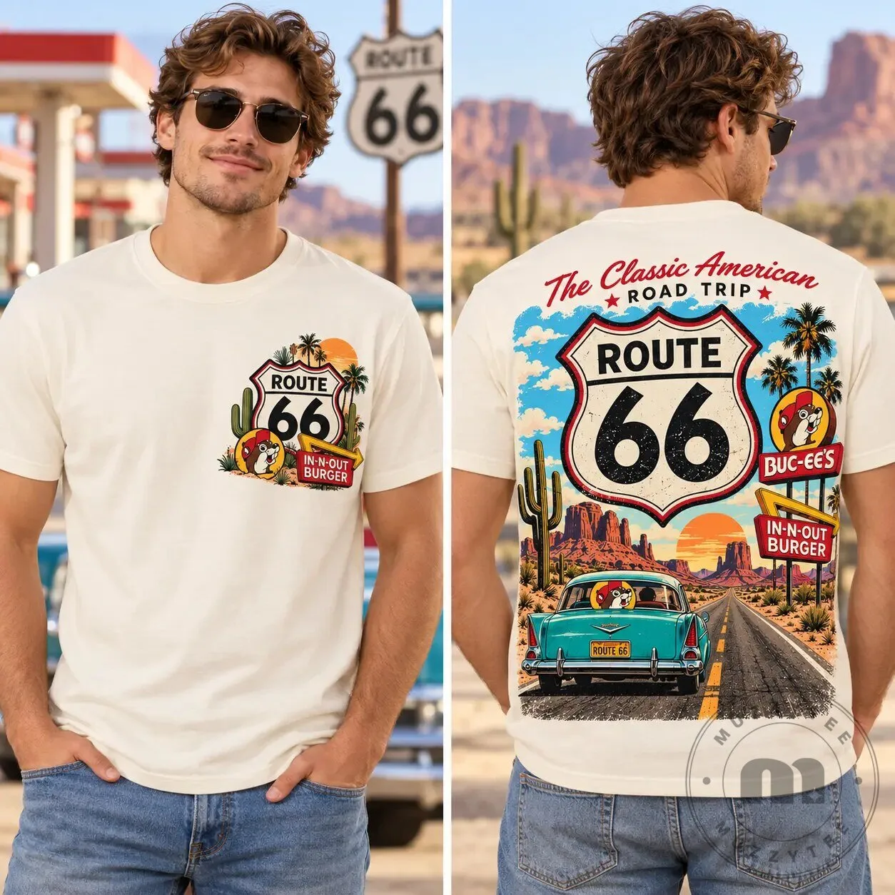 Buc-ee's Route 66 Road Trip In-N-Out Burger Graphic T-Shirt 7 Buc-ee